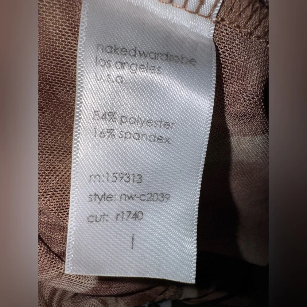 Naked Wardrobe Women’s Mesh Brown Leggings with Artistic Swirl Design-Sz Large - Picture 8 of 10